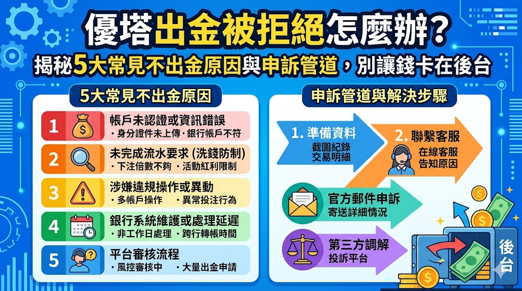 優塔出金被拒絕怎麼辦？揭秘5大常見不出金原因與申訴管道，別讓錢卡在後台