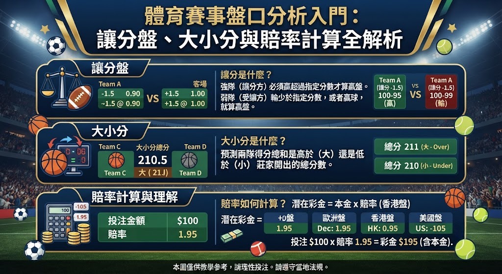 想把剛學會的讓分與大小分技巧化為勝率?馬上用實戰盤口驗證你的分析眼光! 想把剛學會的讓分與大小分技巧化為勝率?馬上用實戰盤口驗證你的分析眼光!